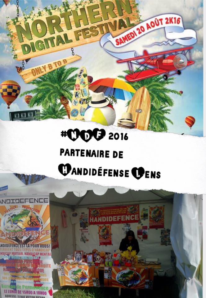 Le NORTHERN DIGITAL FESTIVAL Partenaire de Handidéfence Lens &#10084;&#65039;
Merci a Charles Coward
Et Brigitte
Pour les Aider dans leur combat quotidien , LE Northern s'engage a Verser 2€ a l'association Handidéfence sur chaque E-ticket vendu&#128074